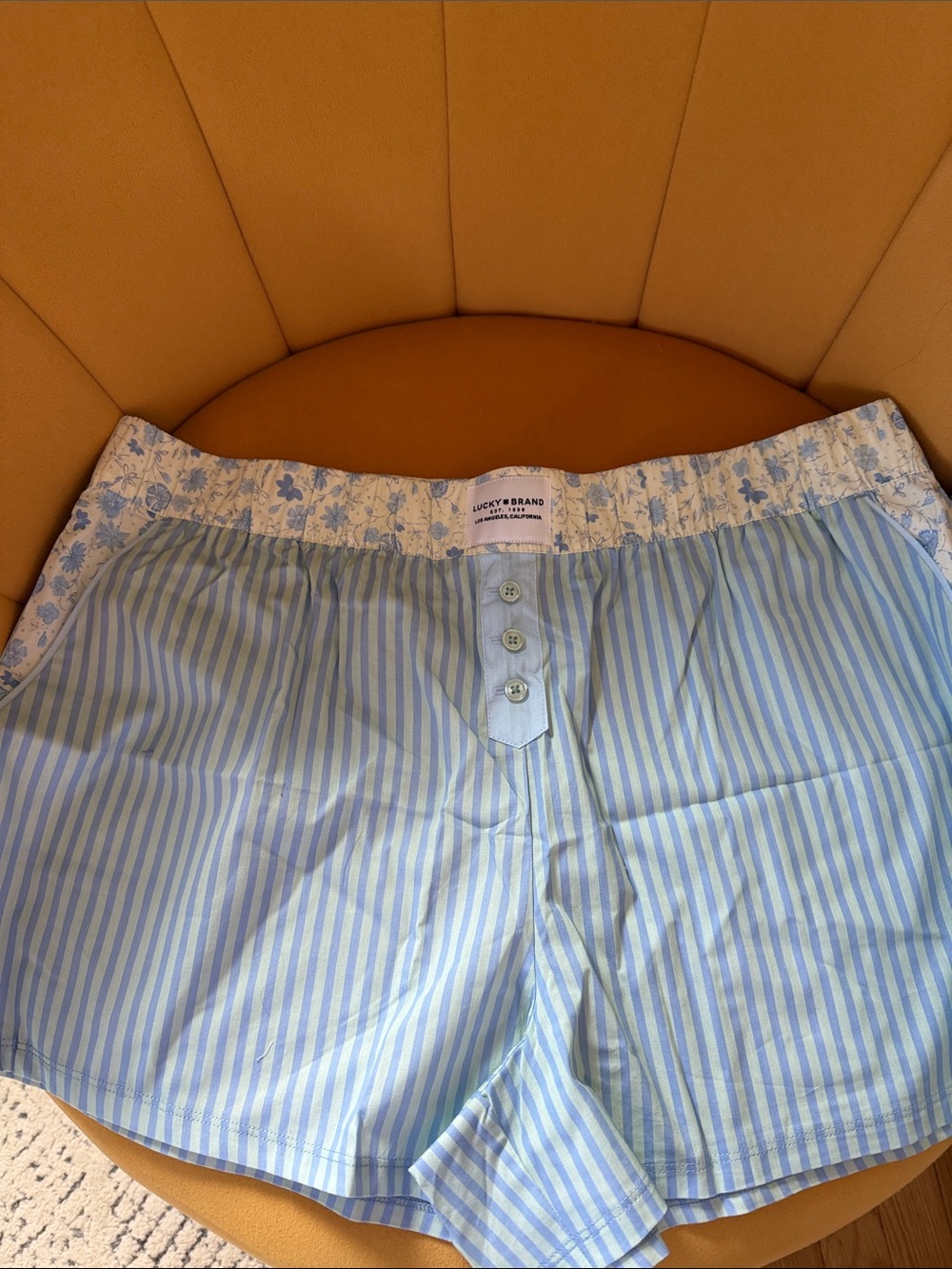 NWOT Lucky Brand Light Blue and White Striped Cotton Boxer Shorts